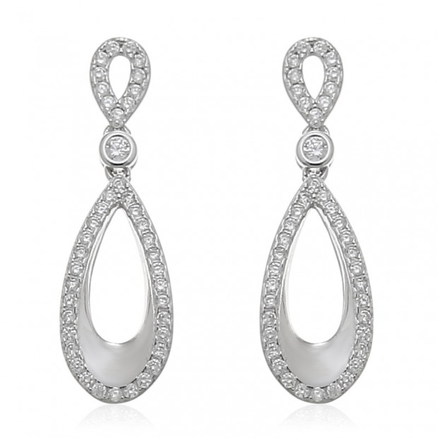 Pendientes largos de plata con circonitas