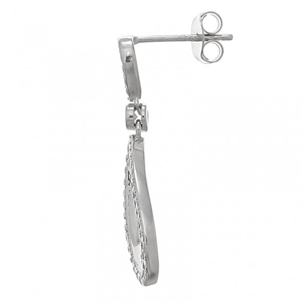 Pendientes largos de plata con circonitas