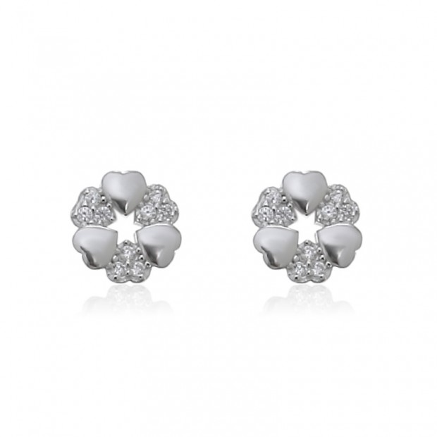 Pendientes de corazones de plata