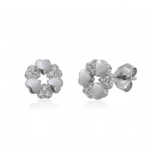 Pendientes de corazones de plata con circonitas