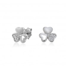 Pendientes de corazón de plata con circonitas