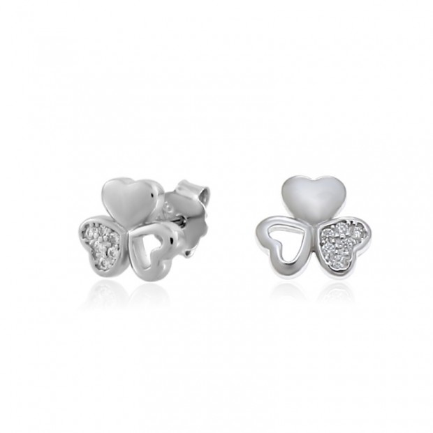 Pendientes de corazón de plata con circonitas