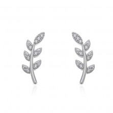 Pendientes hoja de plata con circonitas