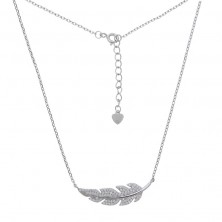 Collar pluma de plata con circonitas