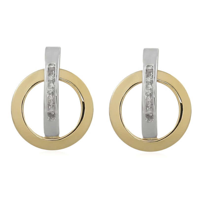 Pendientes de oro modernos bicolor