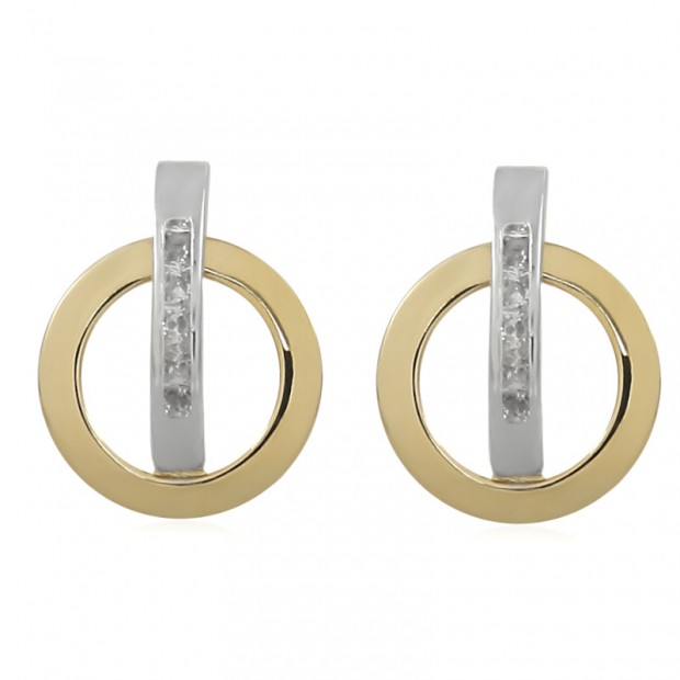 Pendientes de oro modernos bicolor