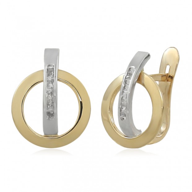 Pendientes de oro modernos bicolor