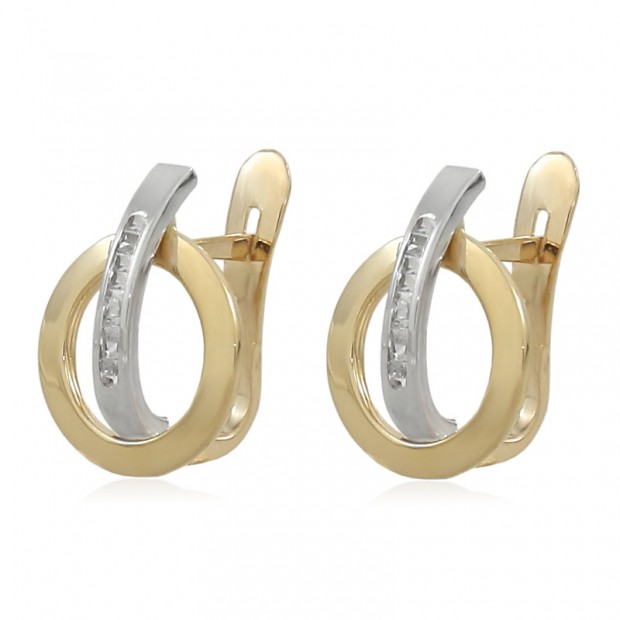 Pendientes de oro modernos bicolor