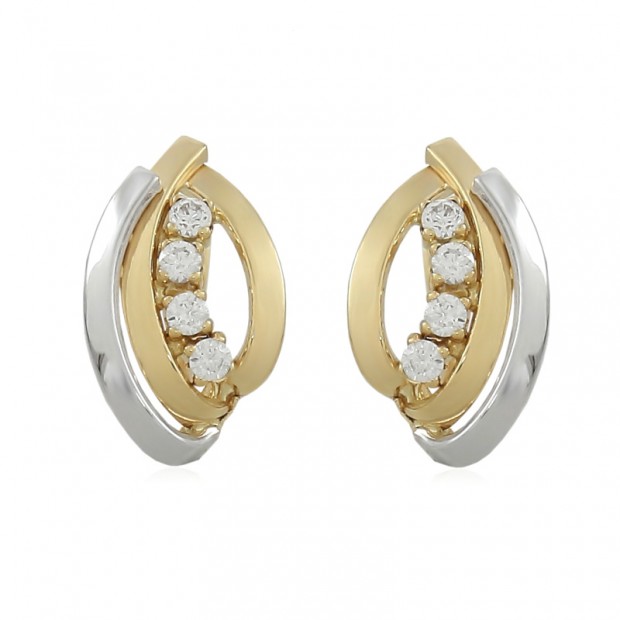 Pendientes de oro 18k para mujer bicolor