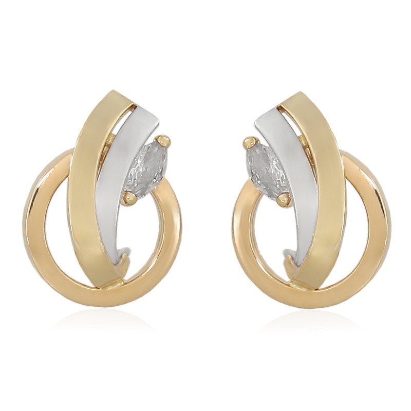 Pendientes de oro 18k de bandas bicolor