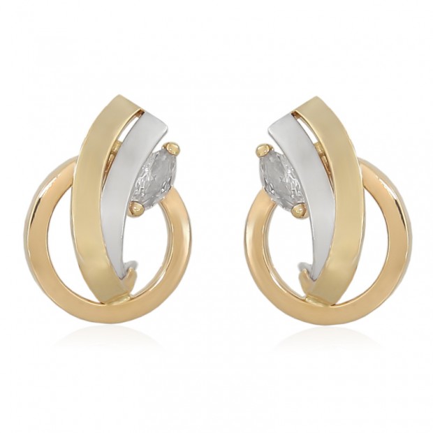 Pendientes de oro 18k de bandas bicolor