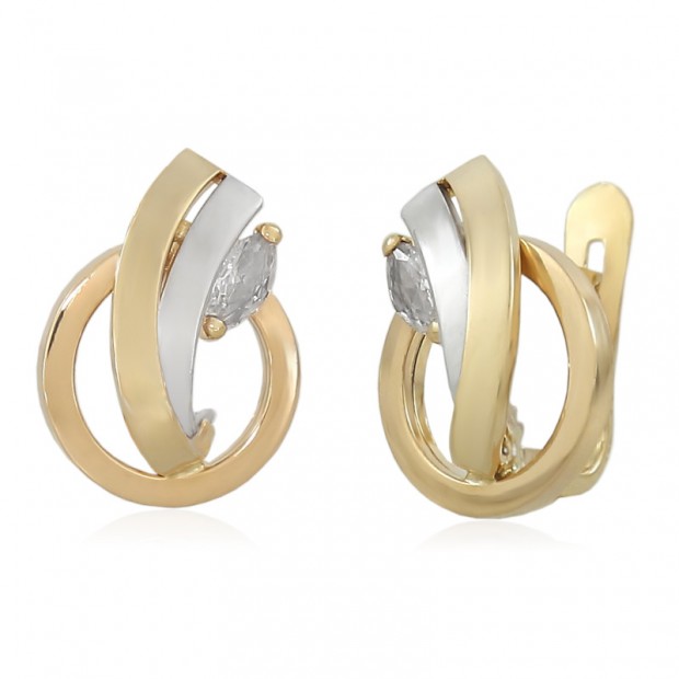 Pendientes de oro 18k de bandas bicolor