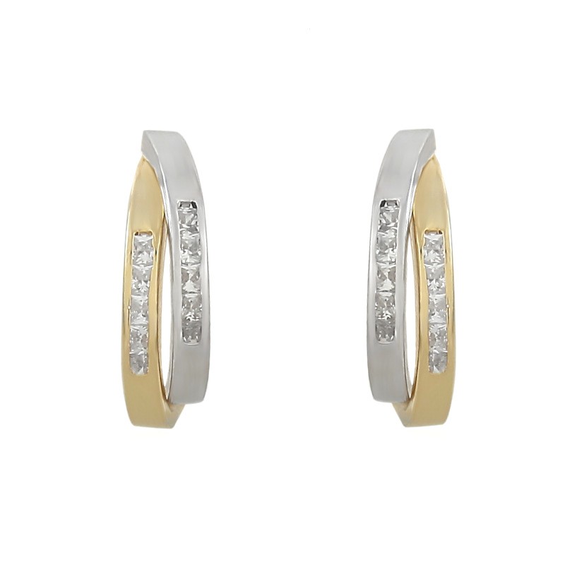 Pendientes de oro blanco y oro amarillo de 18k