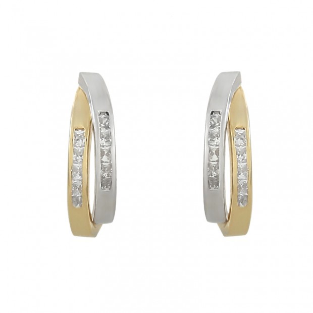 Pendientes de oro blanco y oro amarillo de 18k