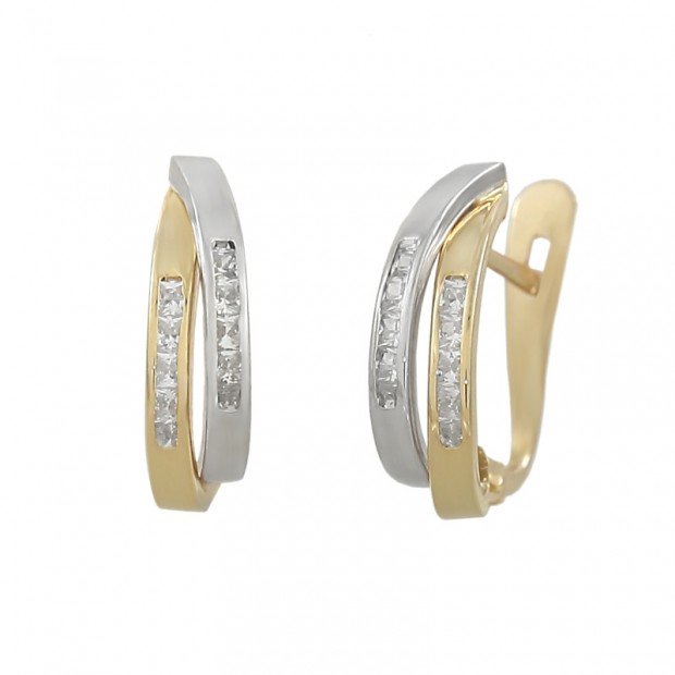 Pendientes de oro blanco y oro amarillo de 18k