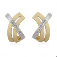 Pendientes bicolor con bandas de oro de 18k