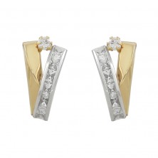 Pendientes de oro 18k bicolor con circonitas