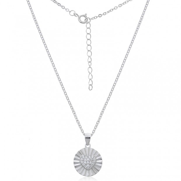 Collar de plata de corazón con circonitas