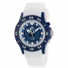 Reloj Marea analógico blanco y azul