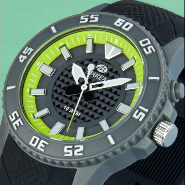 Reloj analógico Marea de caucho negro