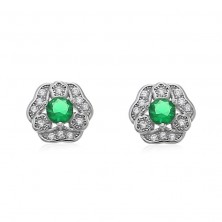 Pendientes de plata con piedra verde y circonitas