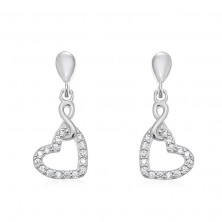 Pendientes largos de plata con corazón