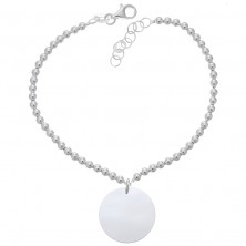 Pulsera de bolas con disco personalizable de plata
