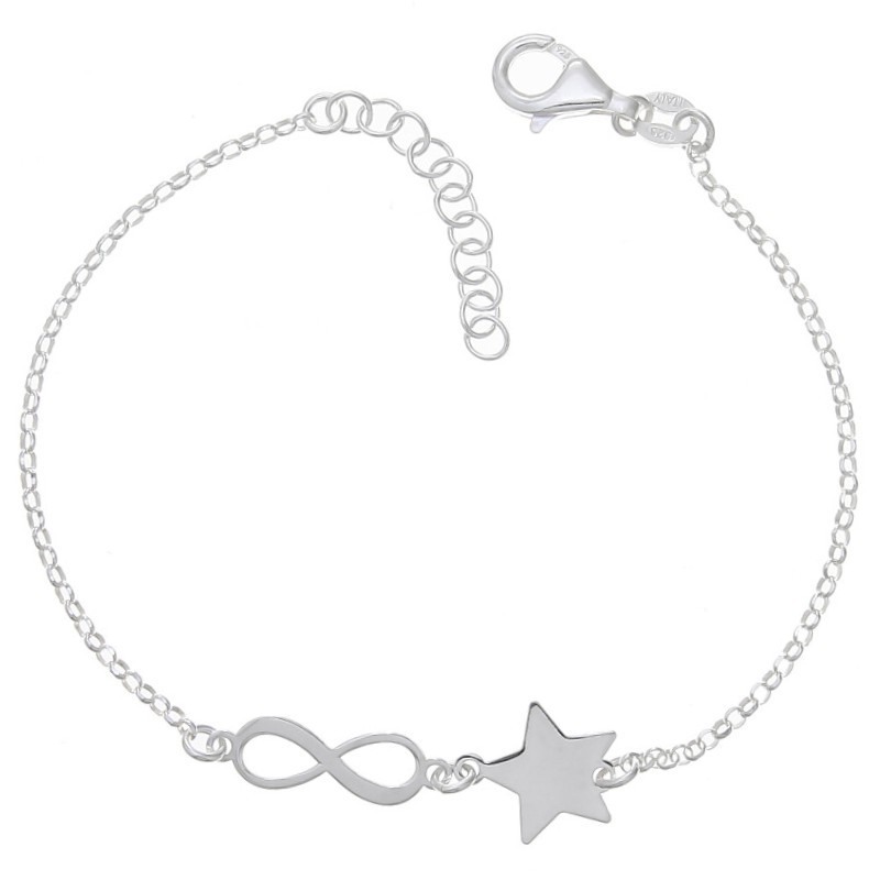 Pulsera de plata infinito con estrella