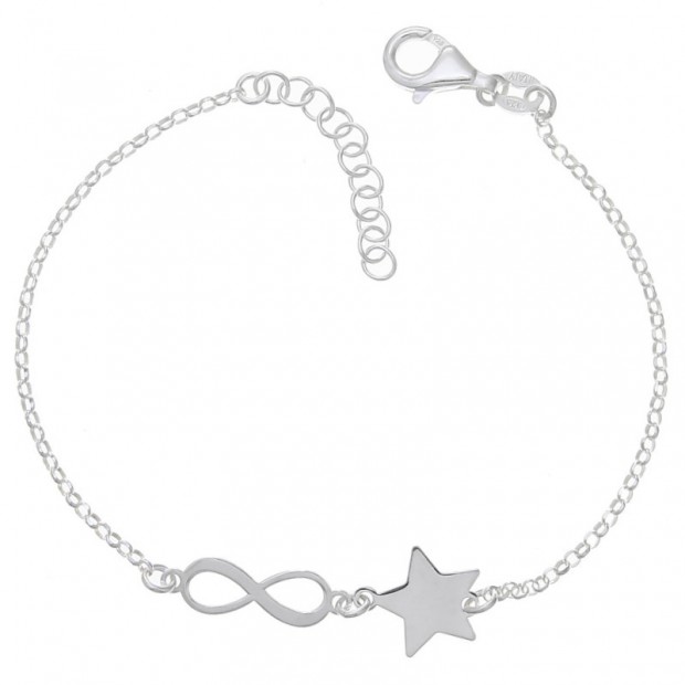 Pulsera de plata infinito con estrella