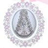Medalla cuna Virgen del Rocío esmalte rosa ovalada