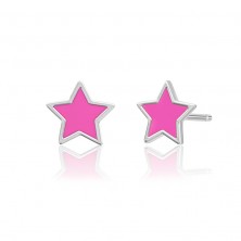Pendientes de plata estrella rosa