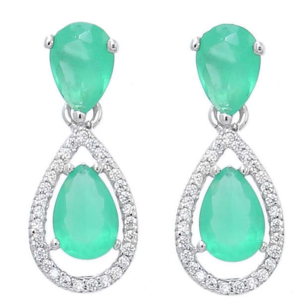 Pendientes de plata con piedras verdes