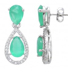 Pendientes de plata para mujer con piedras verdes