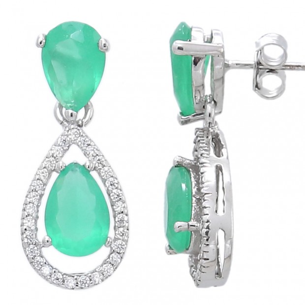 Pendientes de plata para mujer con piedras verdes