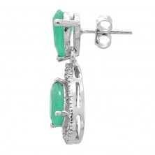 Pendientes largos de plata con piedras verdes