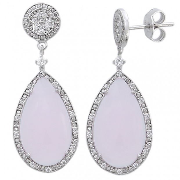 Pendientes de plata con piedras rosa