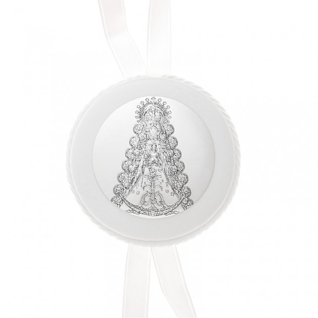 Medalla para cuna Virgen del Rocío de color blanca