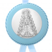 Medalla para cuna y carrito virgen del Rocío azul