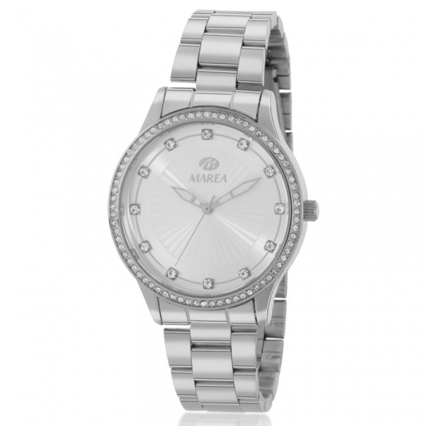 Reloj Marea plateado con piedras