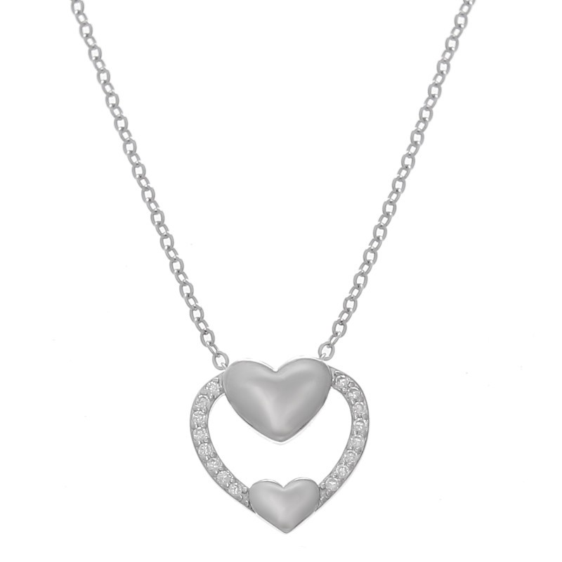 Collar de plata 925 con colgante de corazón de circonitas blancas