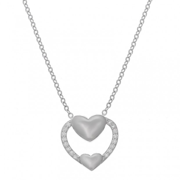 Collar de plata 925 con colgante de corazón de circonitas blancas
