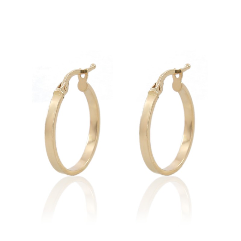 Aros de oro pendientes planos 18kt