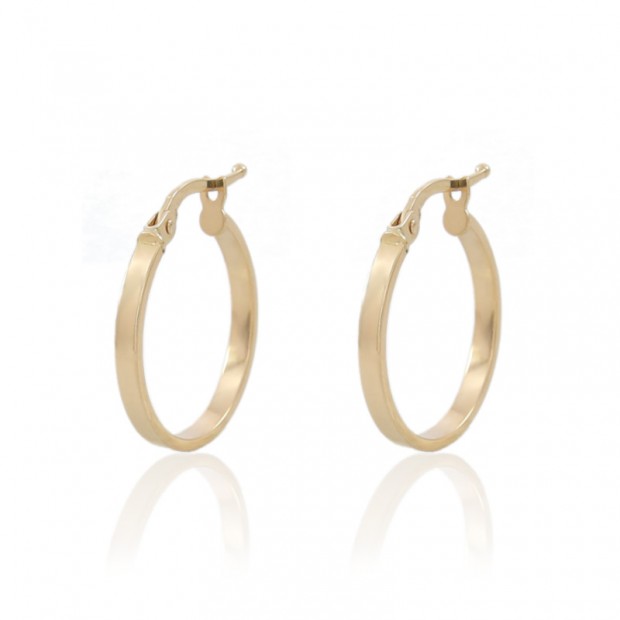 Aros de oro pendientes planos 18kt