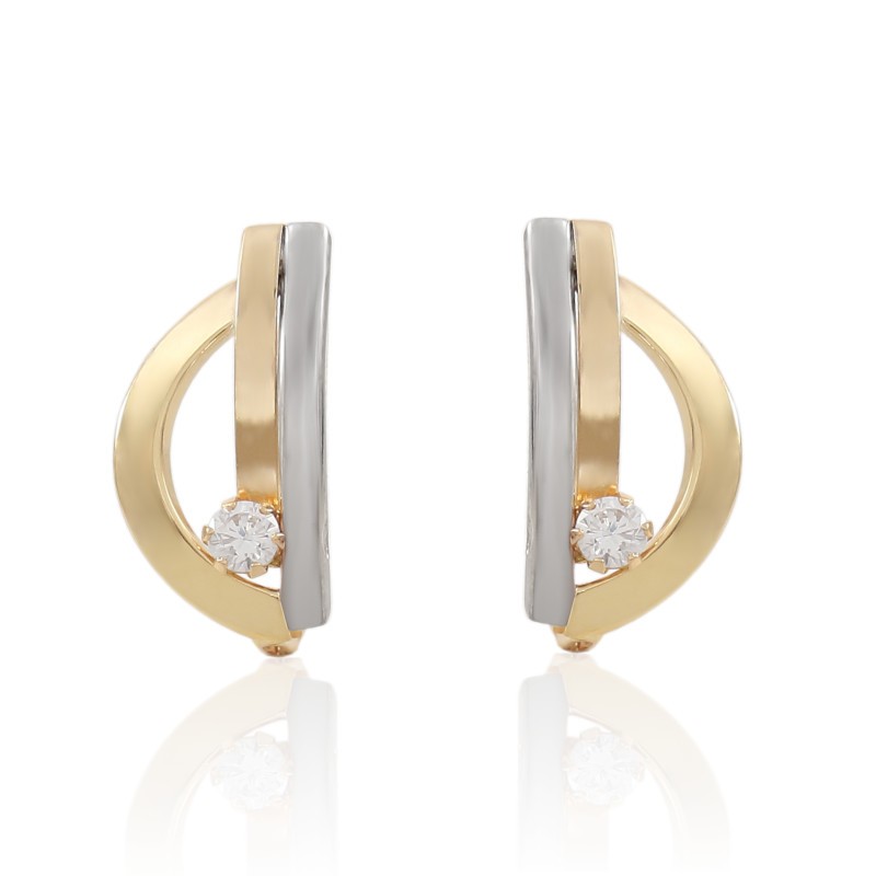 Pendientes oro 18kt bandas bicolor