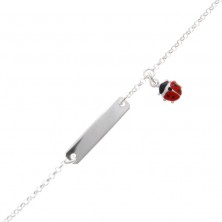 Pulsera plata niña con mariquita