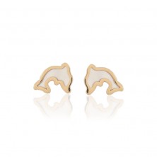 Pendientes delfines oro y nácar
