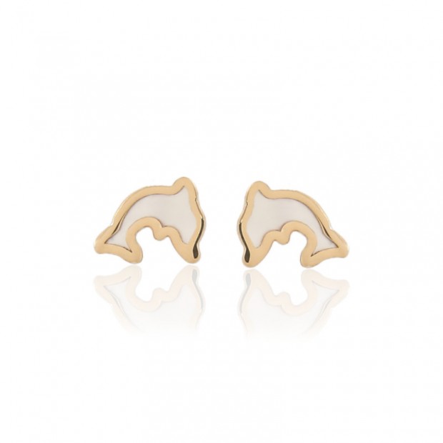 Pendientes delfines oro y nácar