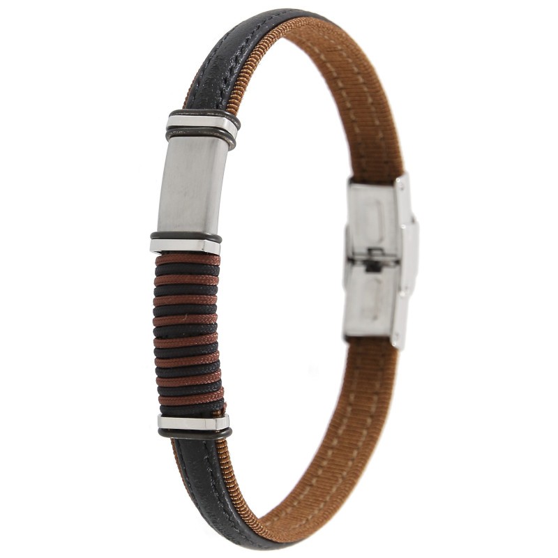 Pulsera de cuero marrón y negro