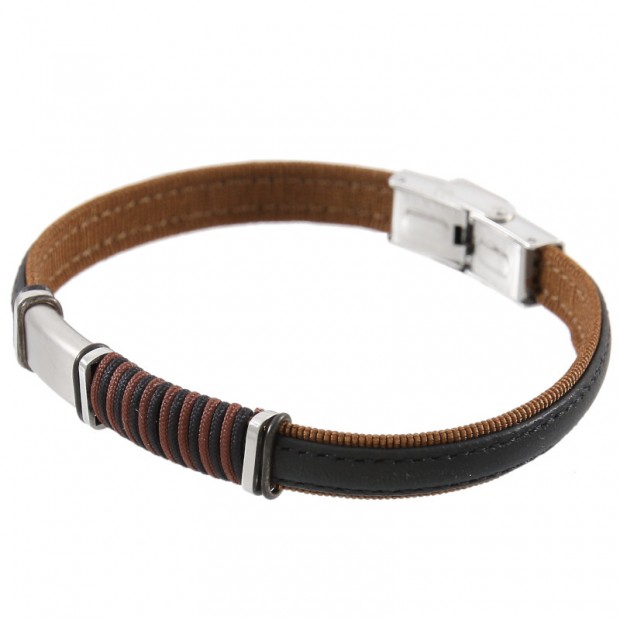 Pulsera de cuero Liska marrón y negro