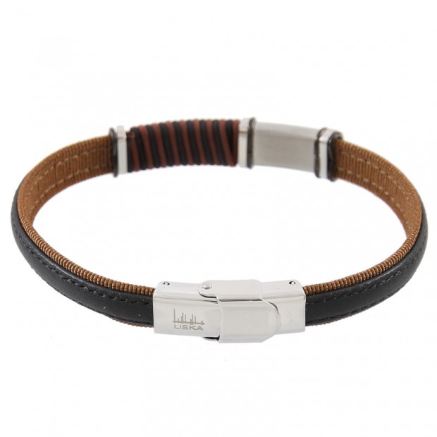 Pulsera de cuero para hombre marrón y negro